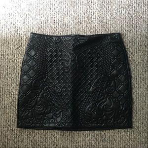 H & M baroque detail faux leather skirt